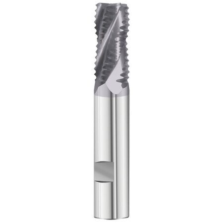 Fullerton Tool 30 Degree Helix - Radius - 3975 Hogger HP End Mills, TIALN, RH Spiral, Corner Radius, Standard, 3/8 39602
